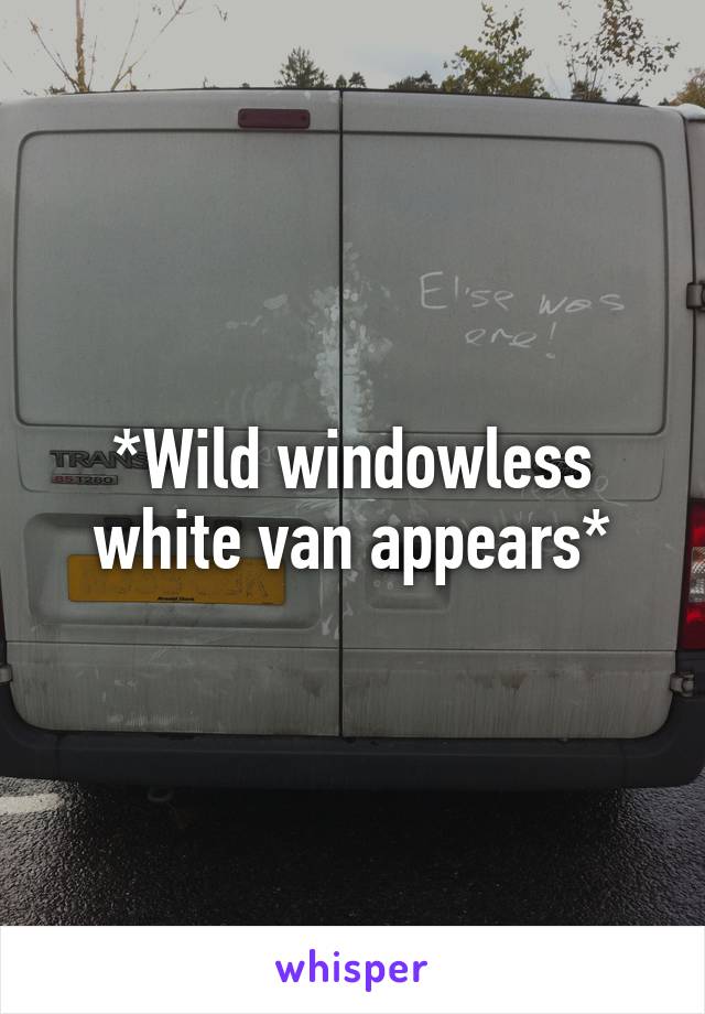 *Wild windowless white van appears*