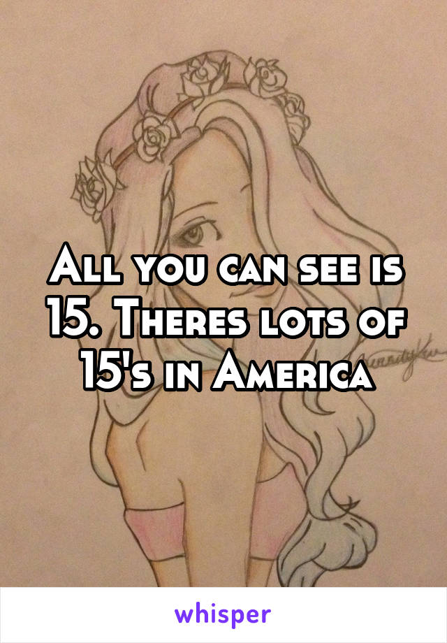 All you can see is 15. Theres lots of 15's in America