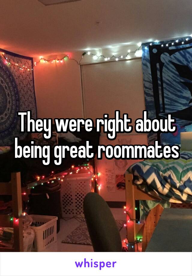 They were right about being great roommates