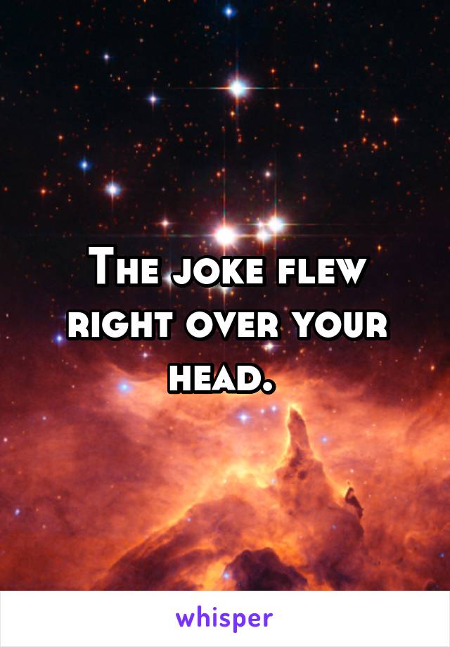 The joke flew right over your head. 