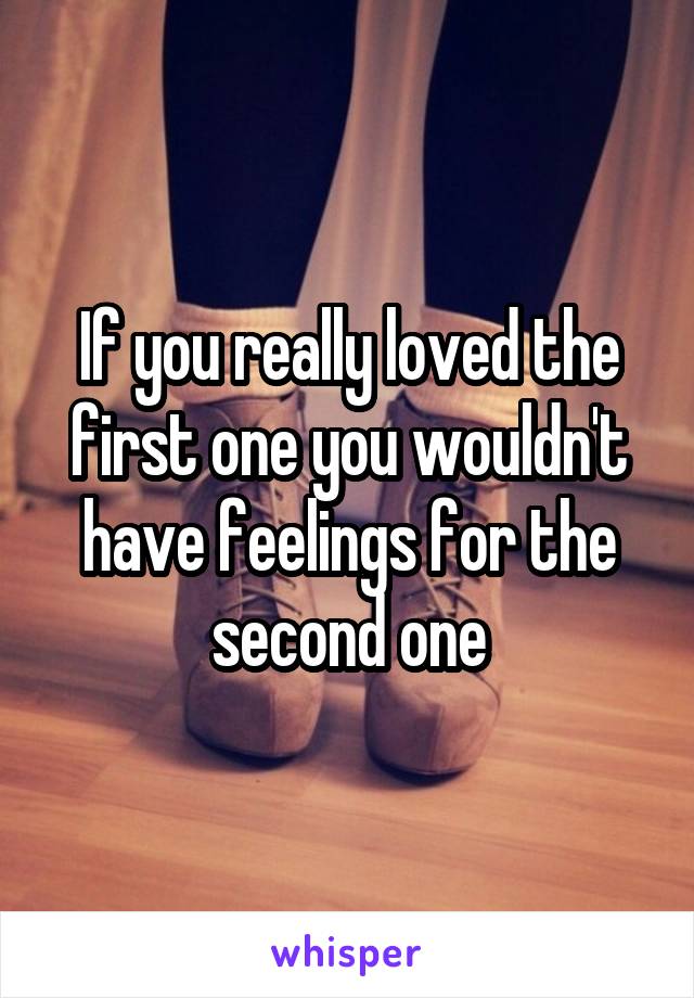 If you really loved the first one you wouldn't have feelings for the second one