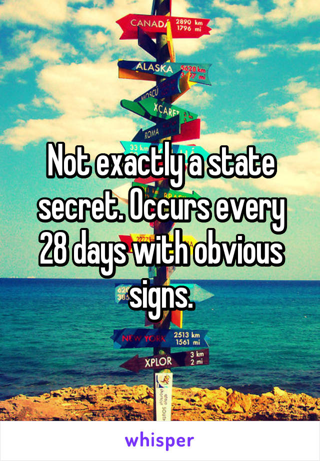 Not exactly a state secret. Occurs every 28 days with obvious signs.