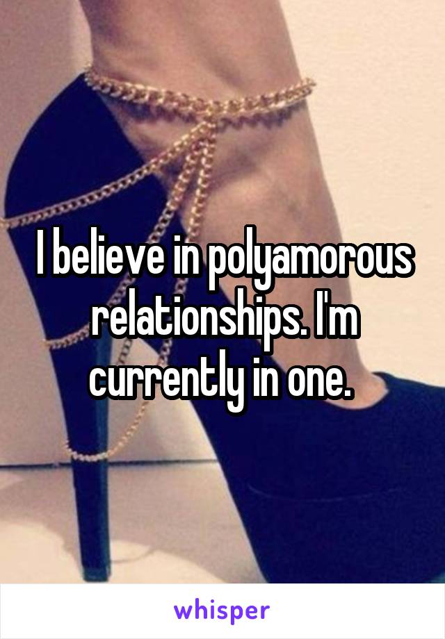 I believe in polyamorous relationships. I'm currently in one. 