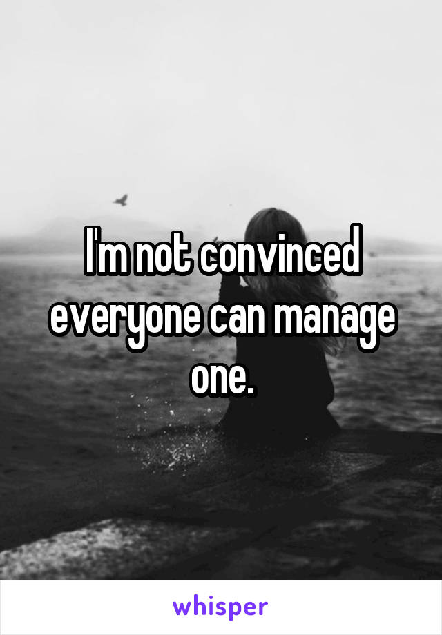 I'm not convinced everyone can manage one.