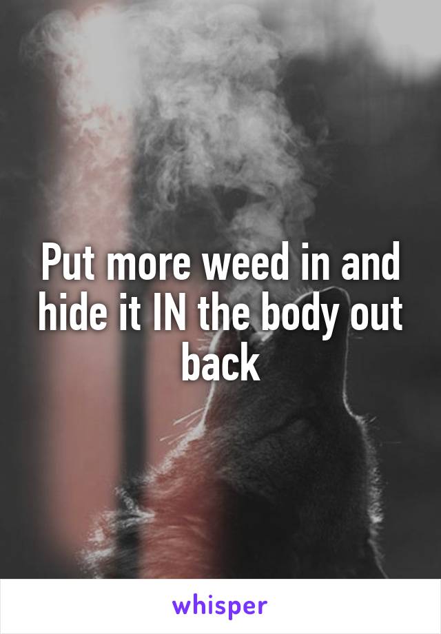 Put more weed in and hide it IN the body out back