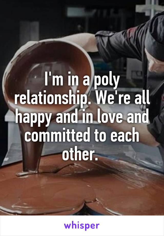 I'm in a poly relationship. We're all happy and in love and committed to each other. 