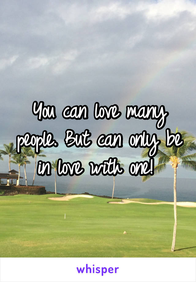 You can love many people. But can only be in love with one! 