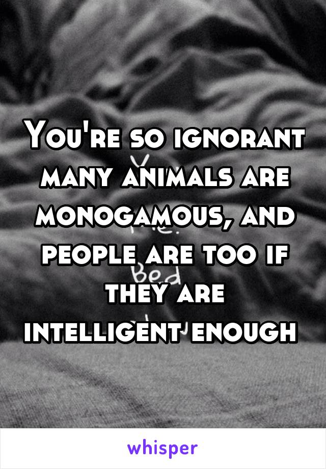 You're so ignorant many animals are monogamous, and people are too if they are intelligent enough 