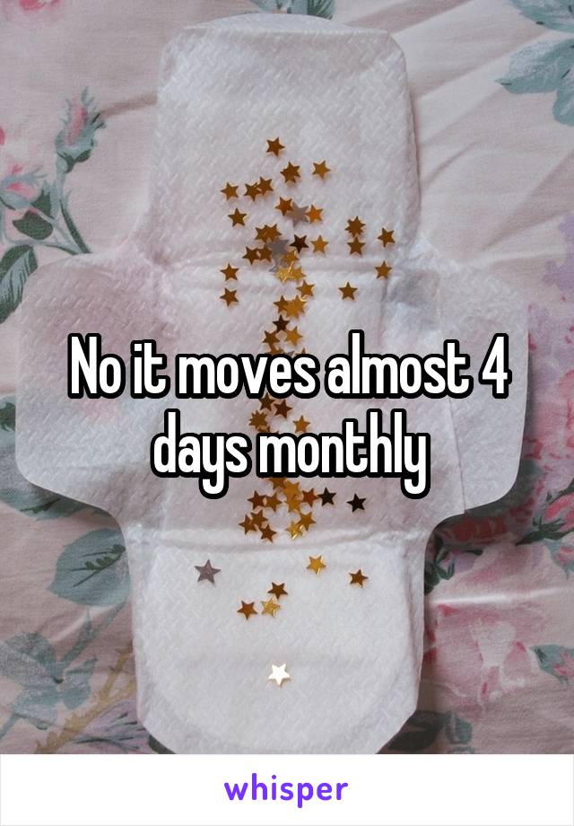 No it moves almost 4 days monthly