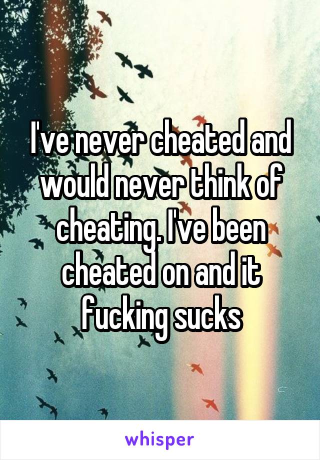 I've never cheated and would never think of cheating. I've been cheated on and it fucking sucks