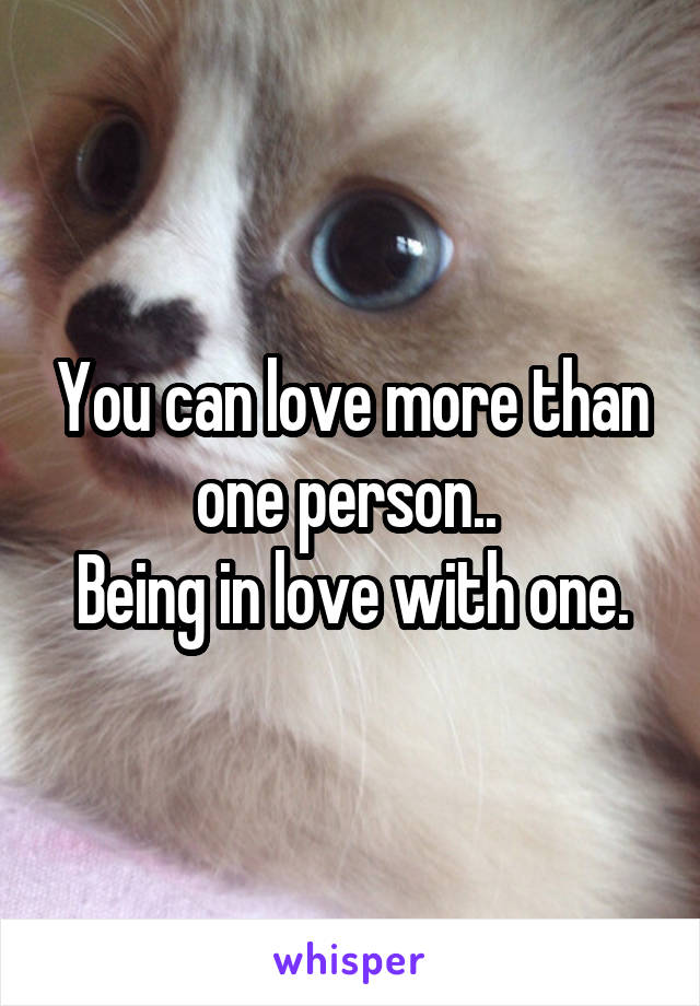 You can love more than one person.. 
Being in love with one.