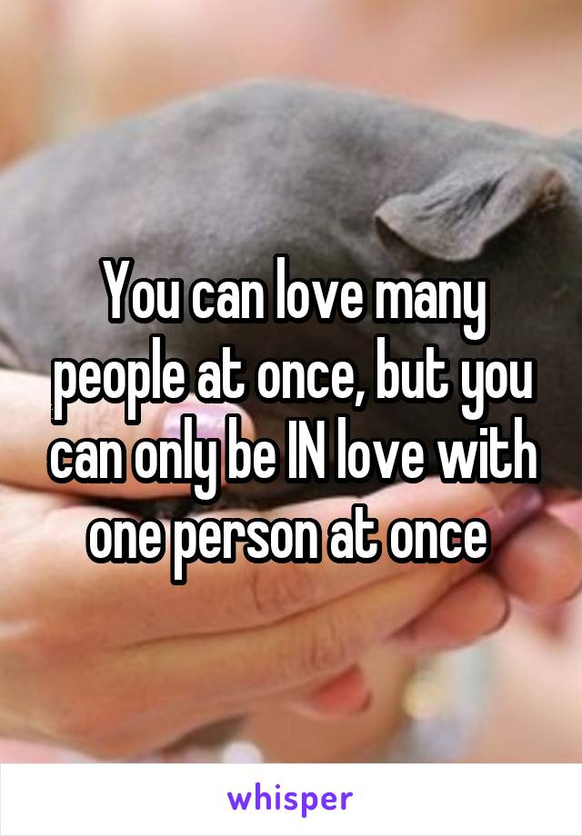 You can love many people at once, but you can only be IN love with one person at once 