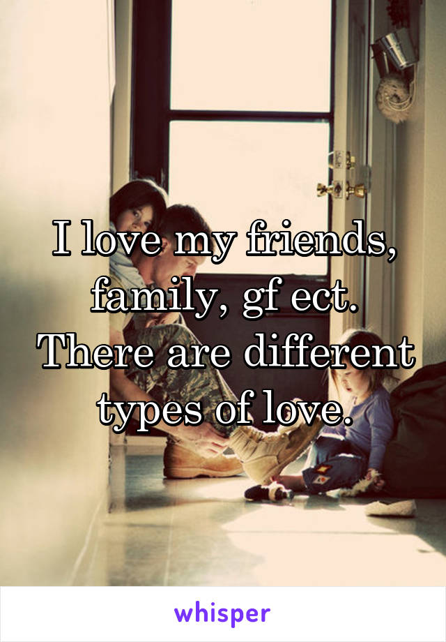 I love my friends, family, gf ect. There are different types of love.