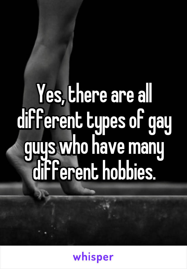 Yes, there are all different types of gay guys who have many different hobbies.