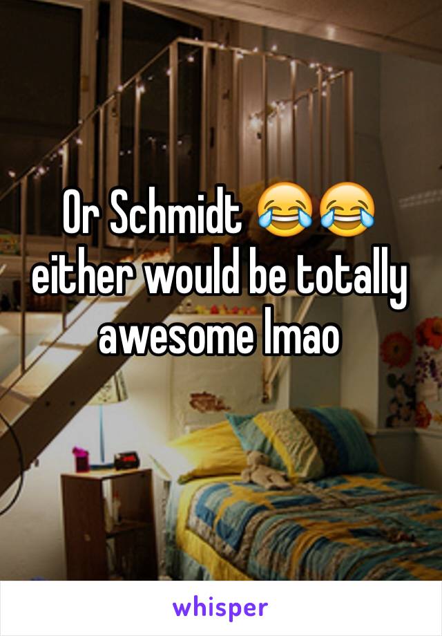 Or Schmidt 😂😂 either would be totally awesome lmao