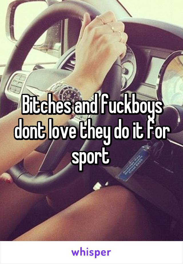 Bitches and fuckboys dont love they do it for sport 