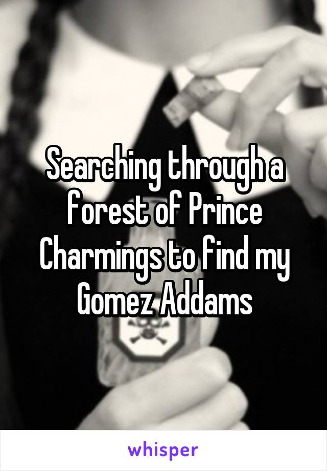 Searching through a forest of Prince Charmings to find my Gomez Addams