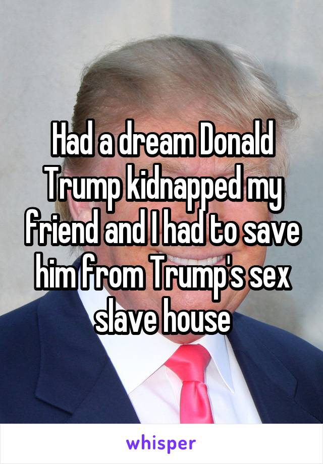 Had a dream Donald Trump kidnapped my friend and I had to save him from Trump's sex slave house