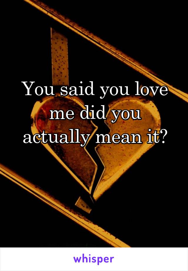 You said you love me did you actually mean it?

