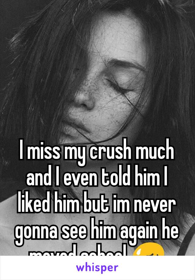 I miss my crush much and I even told him I liked him but im never gonna see him again he moved school 😥