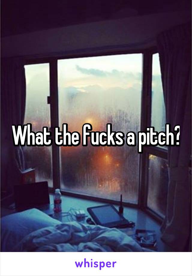 What the fucks a pitch?