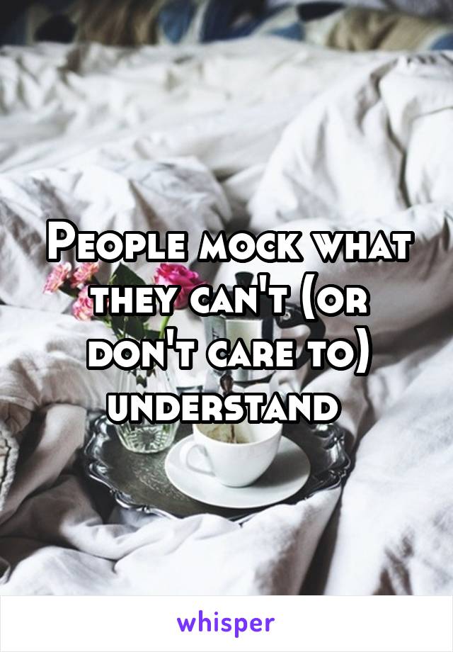 People mock what they can't (or don't care to) understand 