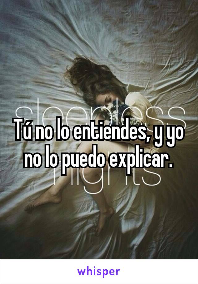 Tú no lo entiendes, y yo no lo puedo explicar.