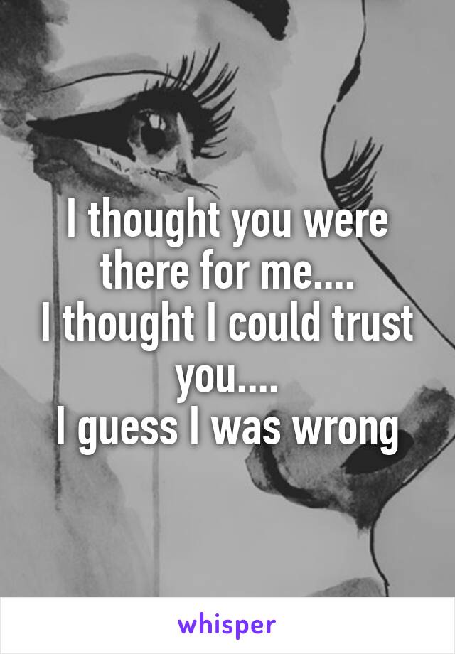 I thought you were there for me....
I thought I could trust you....
I guess I was wrong