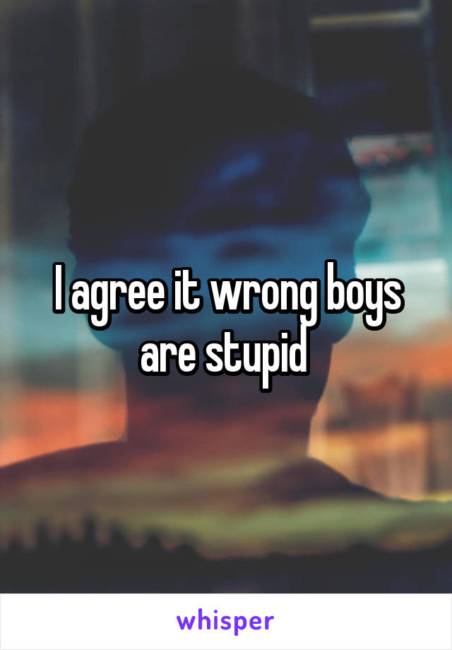 I agree it wrong boys are stupid 