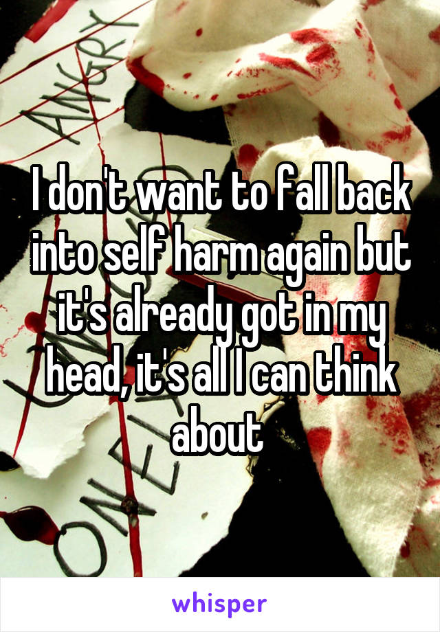 I don't want to fall back into self harm again but it's already got in my head, it's all I can think about 