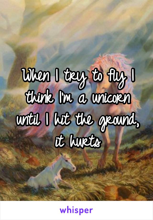 When I try to fly I think I'm a unicorn until I hit the ground, it hurts