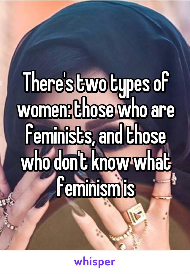 There's two types of women: those who are feminists, and those who don't know what feminism is