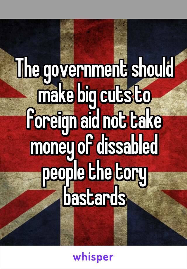 The government should make big cuts to foreign aid not take money of dissabled people the tory bastards