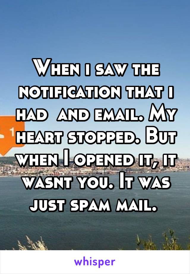 When i saw the notification that i had  and email. My heart stopped. But when I opened it, it wasnt you. It was just spam mail. 