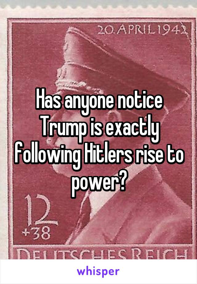 Has anyone notice Trump is exactly following Hitlers rise to power?