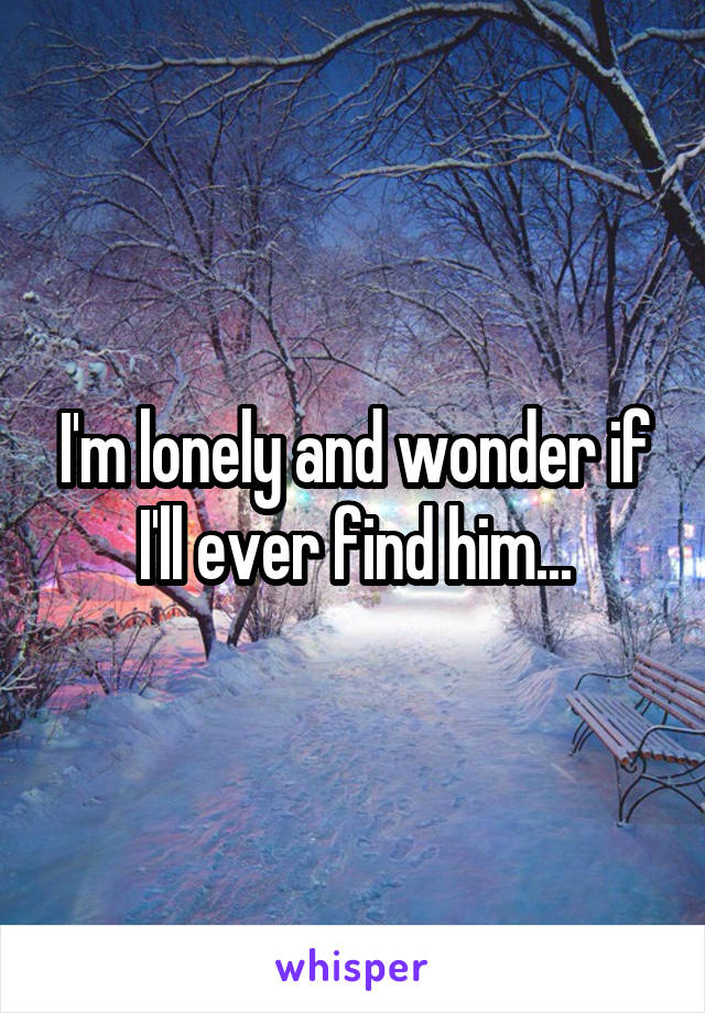 I'm lonely and wonder if I'll ever find him...