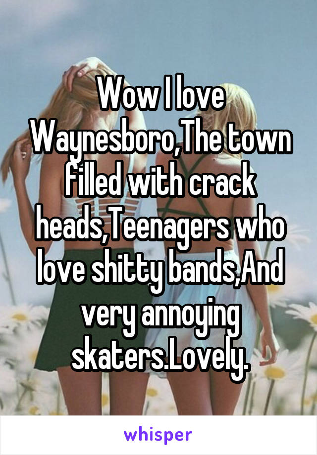 Wow I love Waynesboro,The town filled with crack heads,Teenagers who love shitty bands,And very annoying skaters.Lovely.