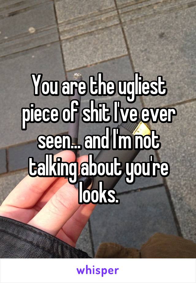 You are the ugliest piece of shit I've ever seen... and I'm not talking about you're looks.