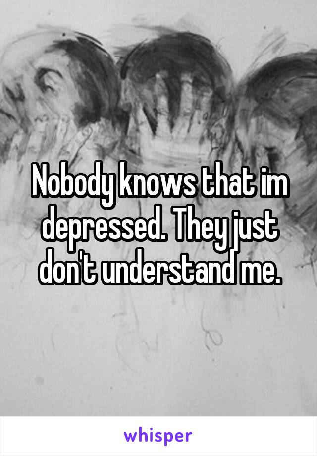 Nobody knows that im depressed. They just don't understand me.