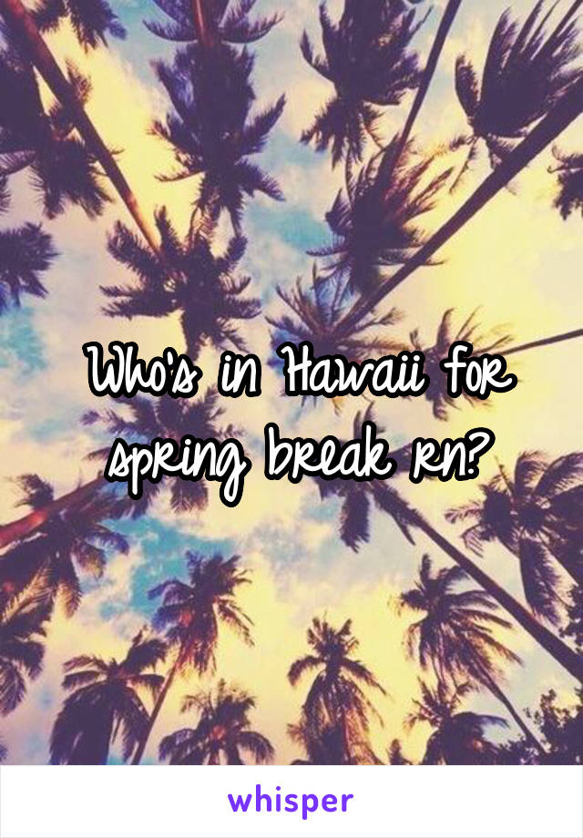 Who's in Hawaii for spring break rn?