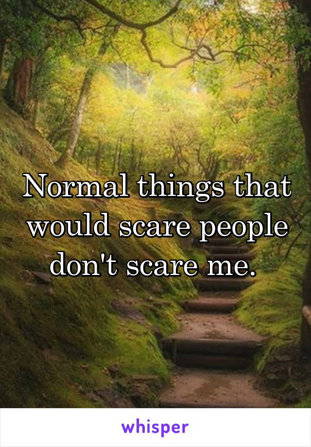 Normal things that would scare people don't scare me. 