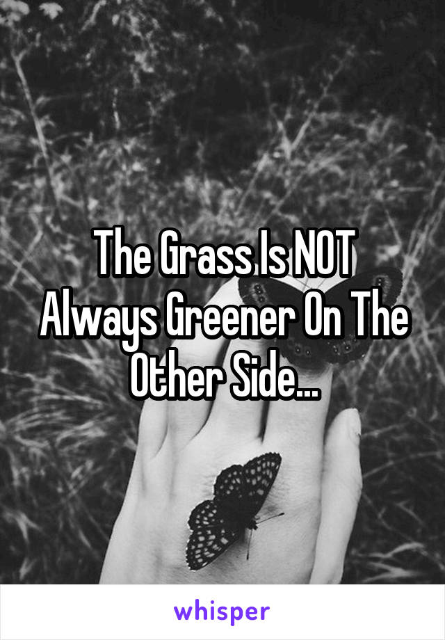 The Grass Is NOT Always Greener On The Other Side...