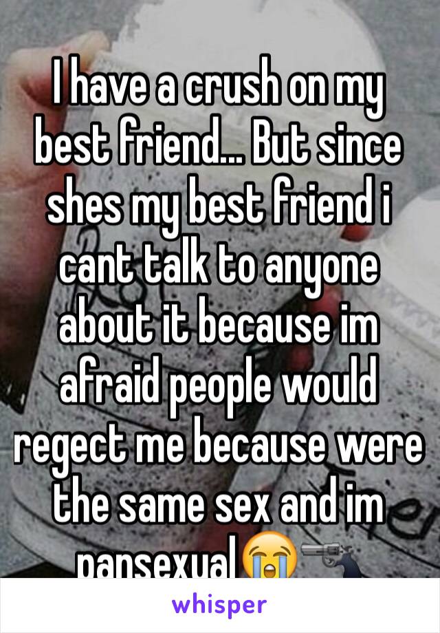 I have a crush on my best friend... But since shes my best friend i cant talk to anyone about it because im afraid people would regect me because were the same sex and im pansexual😭🔫