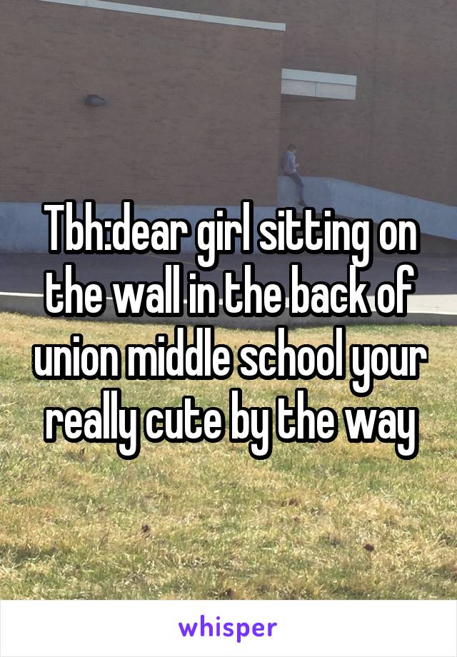 Tbh:dear girl sitting on the wall in the back of union middle school your really cute by the way