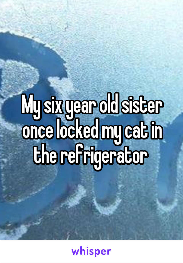 My six year old sister once locked my cat in the refrigerator 