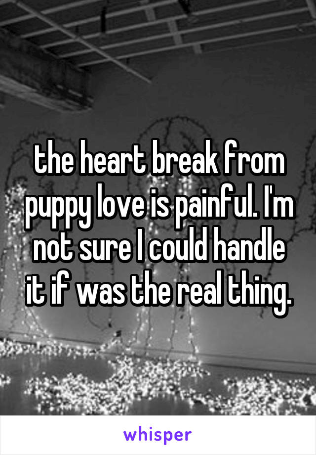 the heart break from puppy love is painful. I'm not sure I could handle it if was the real thing.