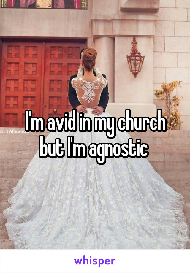 I'm avid in my church but I'm agnostic 