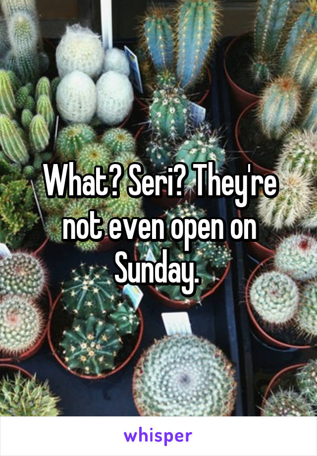 What? Seri? They're not even open on Sunday. 