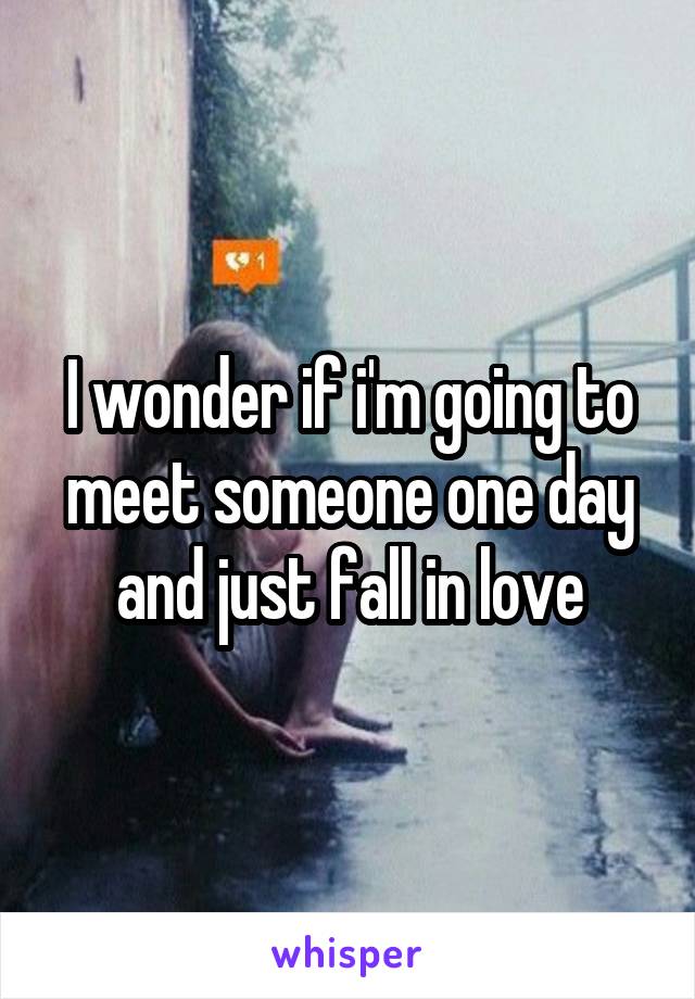 I wonder if i'm going to meet someone one day and just fall in love