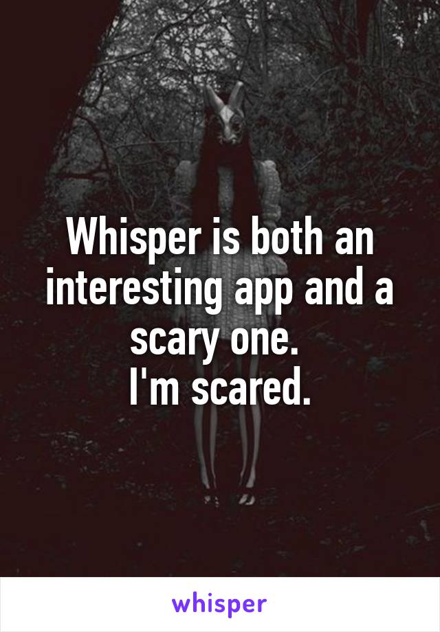 Whisper is both an interesting app and a scary one. 
I'm scared.